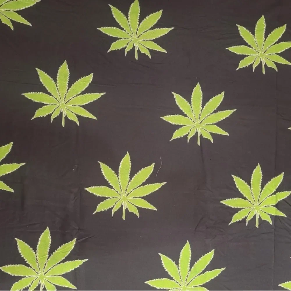 Pot Leaf KING Sheet Set Black Green Doobie Joint Grass Hippie Vibe